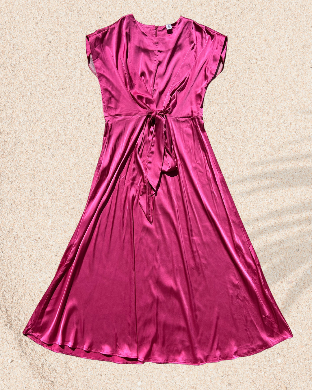 💗 Robe longue satinée fuchsia photo 2
