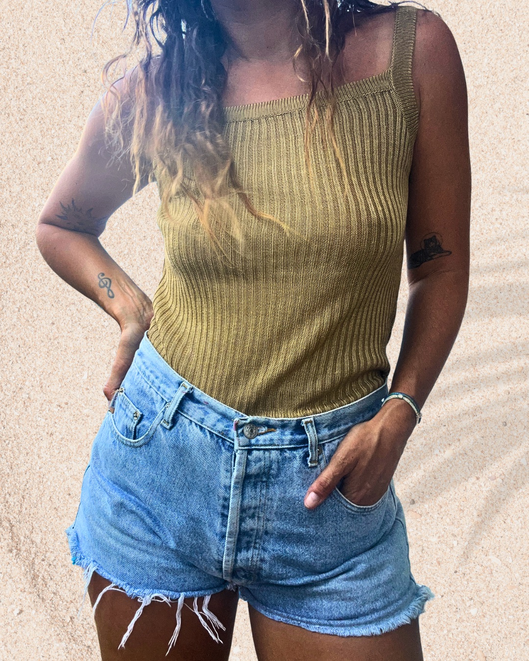 ✨ Top en maille doré vintage photo 1