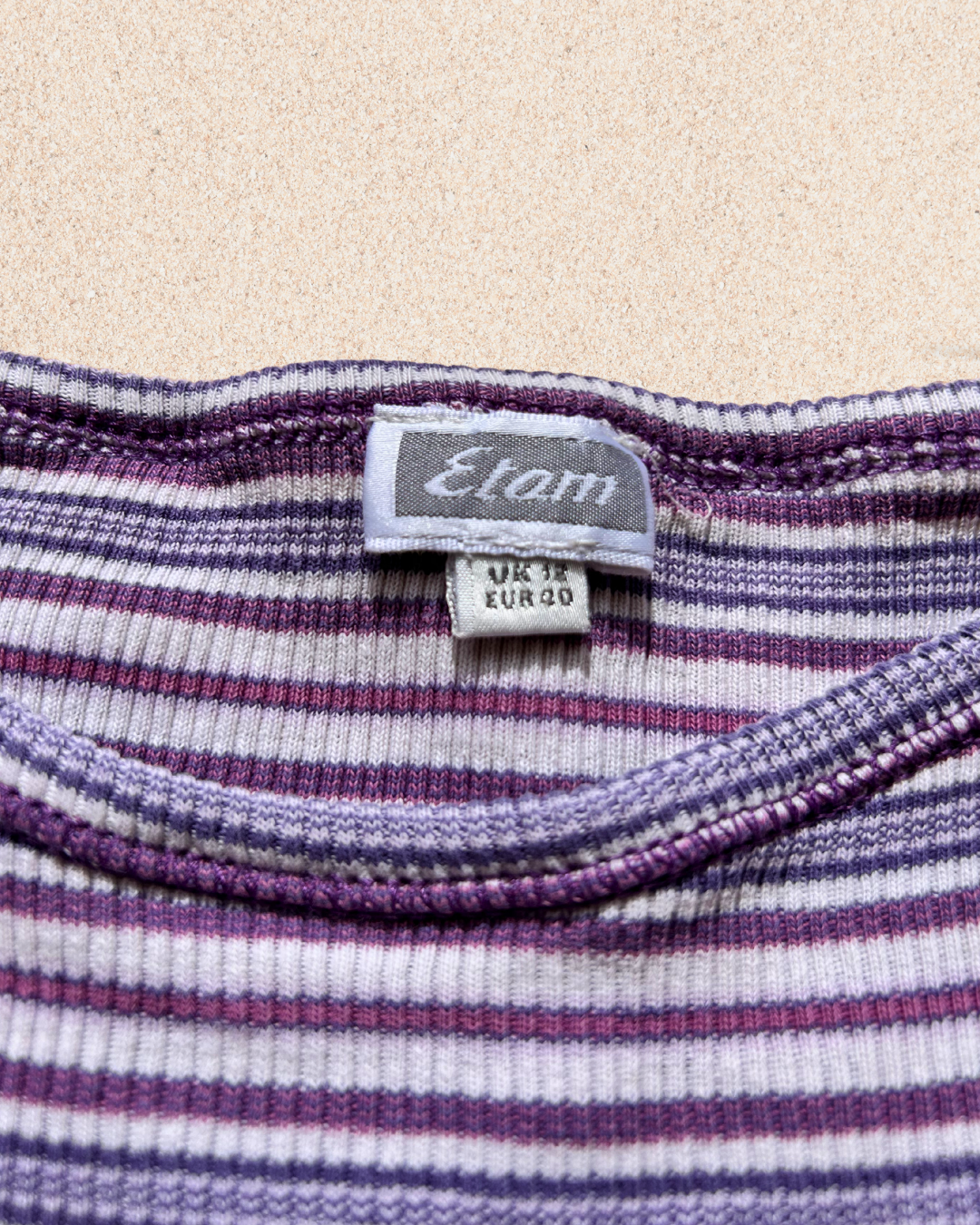 🔮 Tricot vintage à rayures lilas photo 4