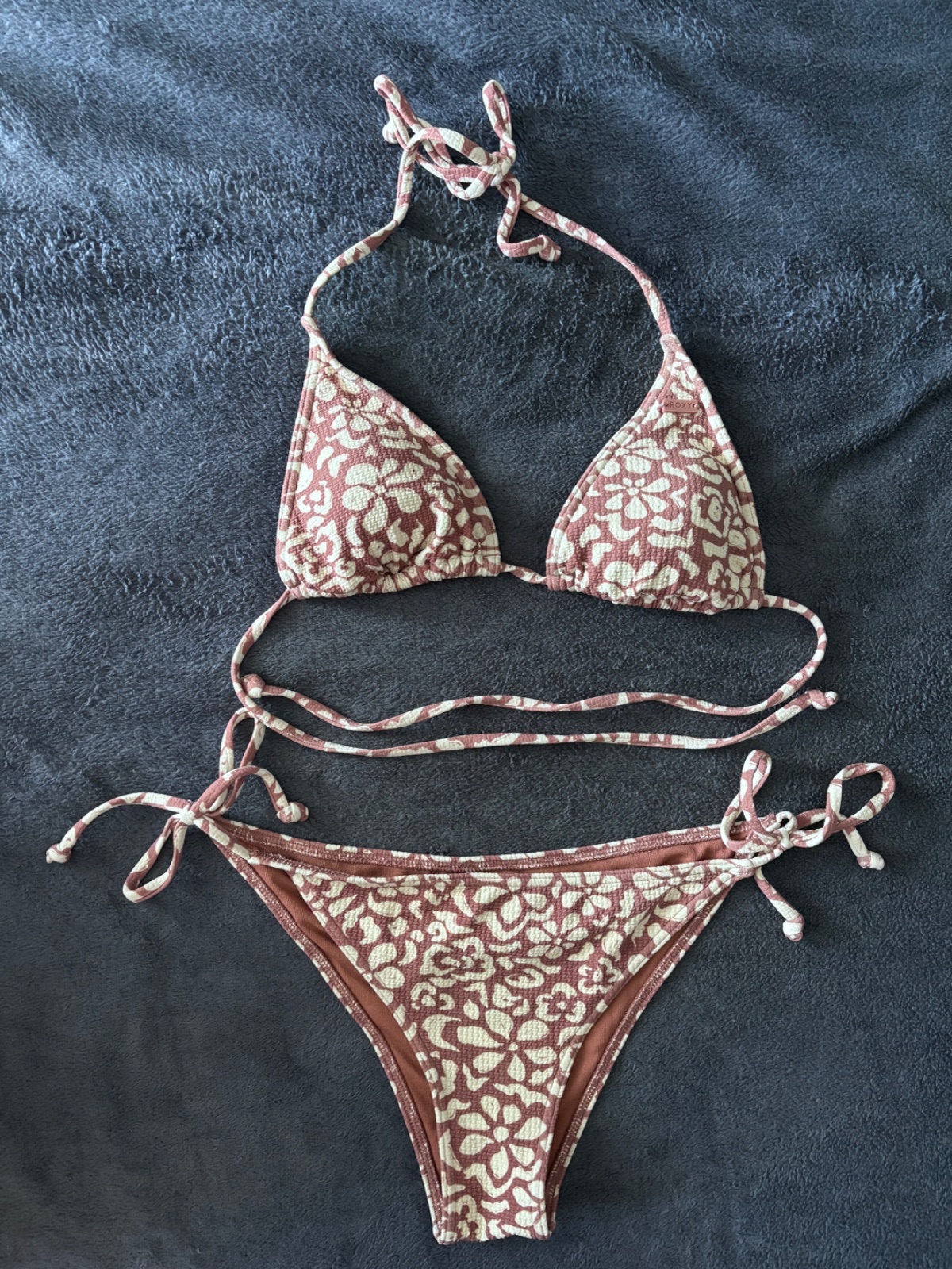 Maillot de bain fleuri terracotta et écru photo 1