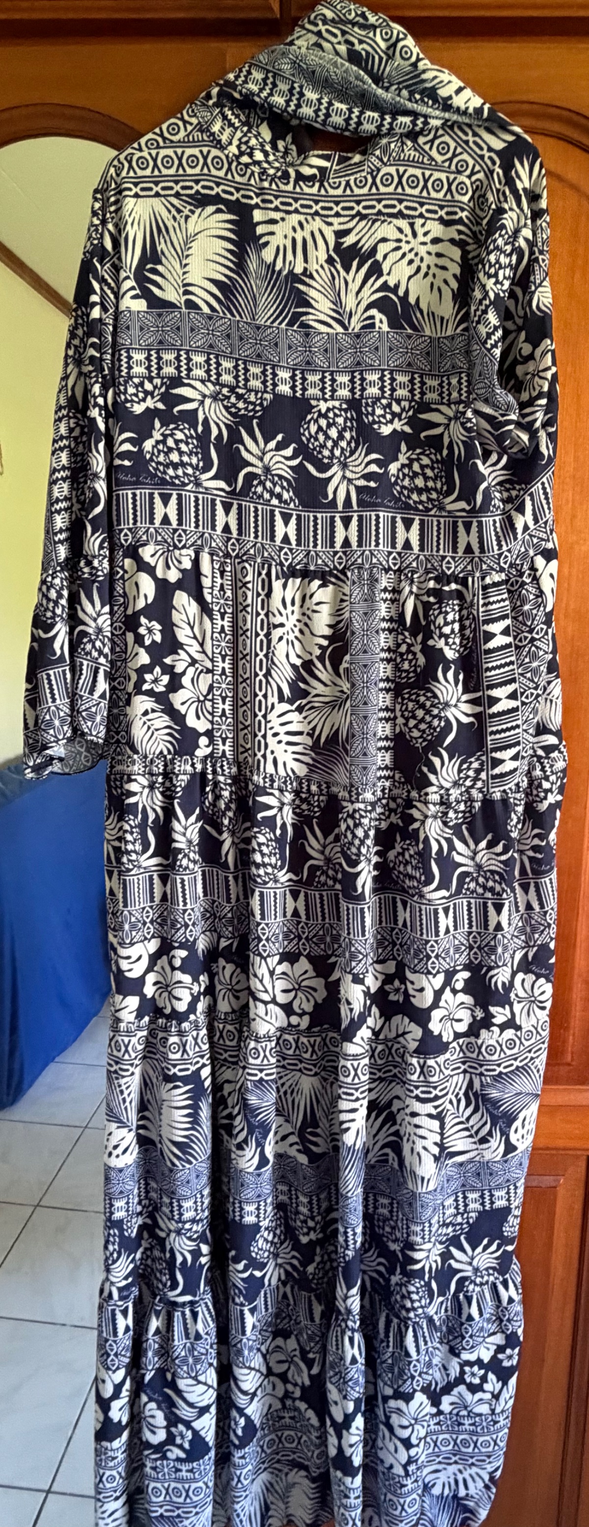 Robe longue ALOHA bleu marine-ananas photo 2
