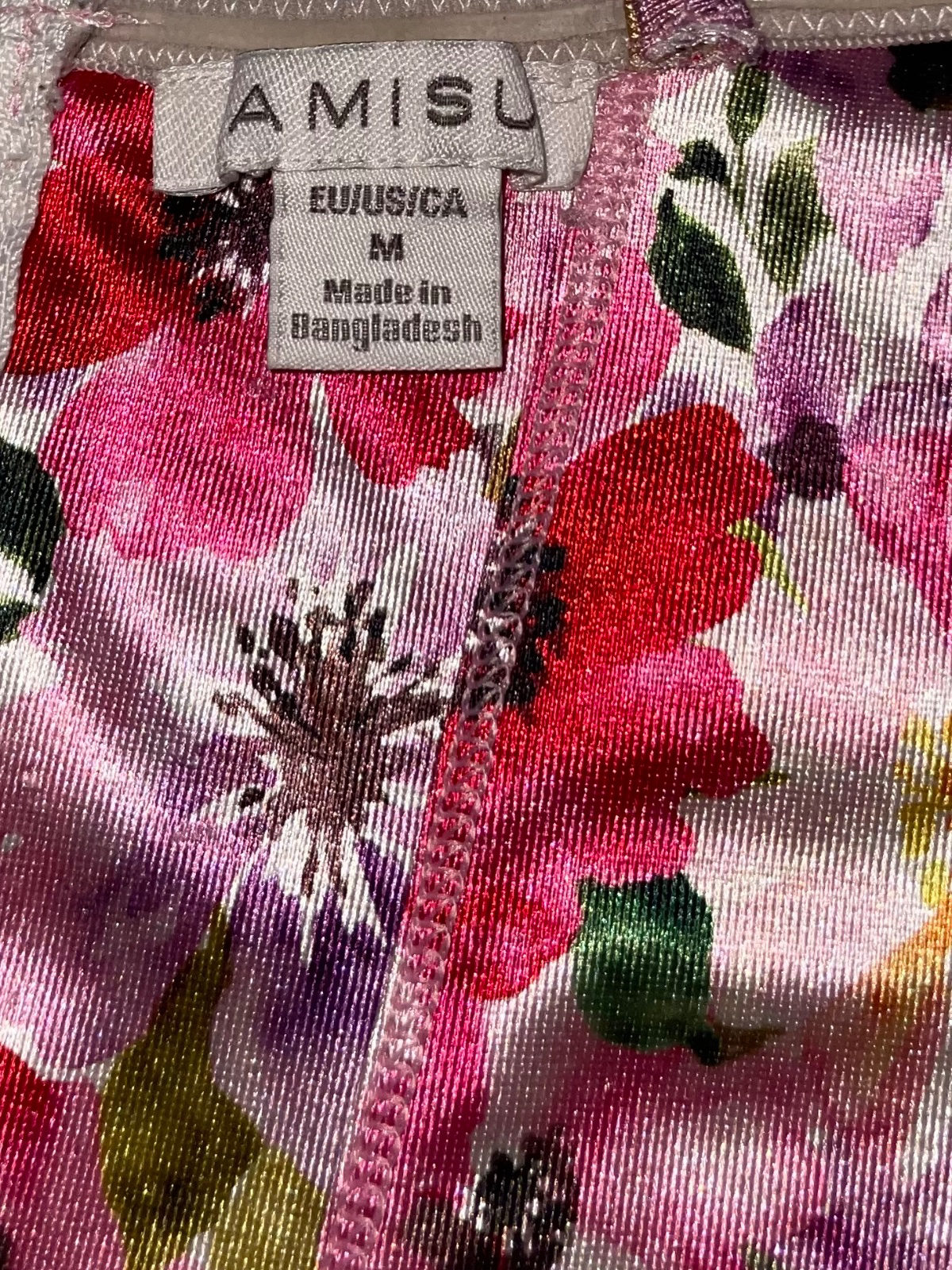 Top bustier fleuri rose et violet photo 3