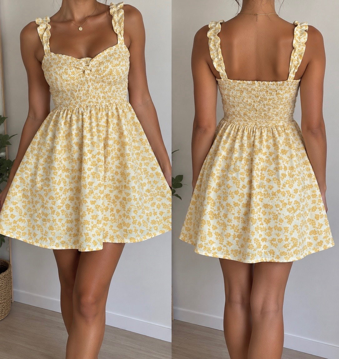 Robe débardeur jaune à fleurs  photo 1