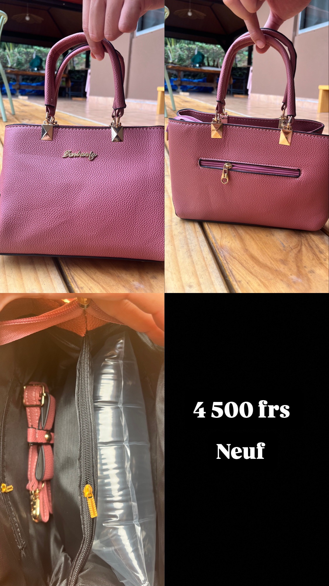 Sac cabas à motif damier marron et noir photo 2