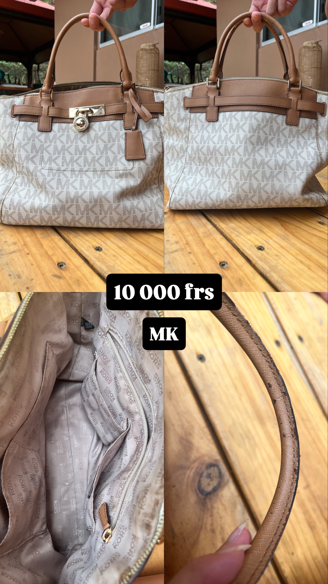 Sac cabas à motif damier et chaînes dorées photo 3