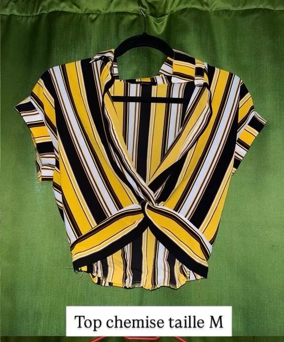 top chemise jaune et noir  photo 1
