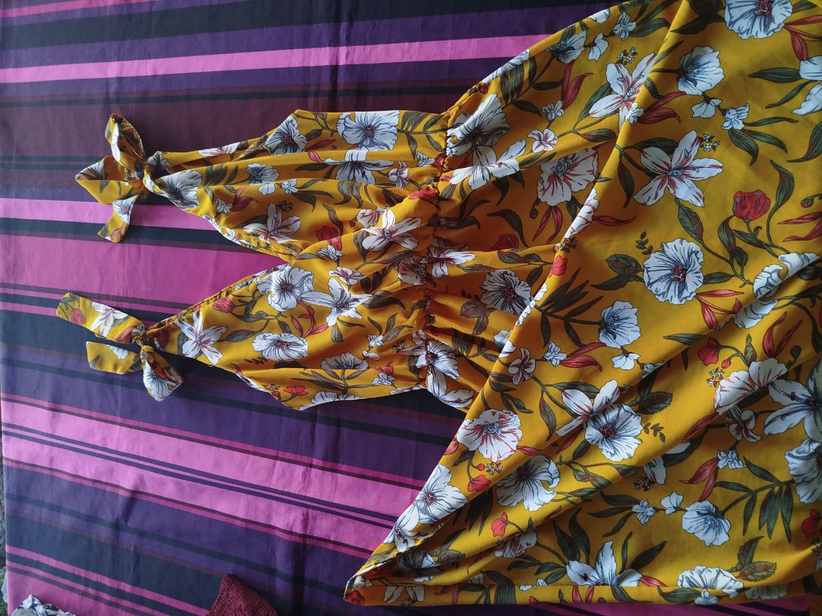 Robe d'été fleurie jaune photo 2