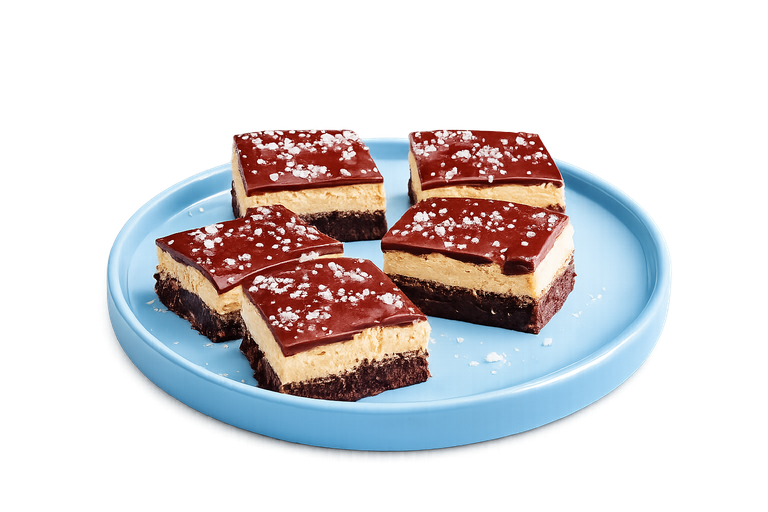 Üç Katmanlı Fıstık Ezmeli ve Çikolata Ganajlı Brownie