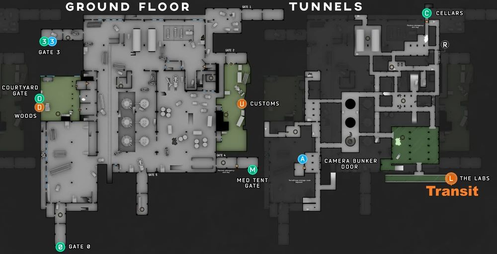 Map of Factory showing the transit location to The Lab