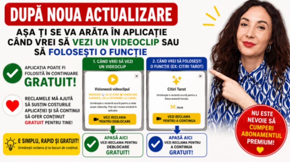 Aplicația Cristina Zurba Tarot & Astrology rămâne GRATUITĂ