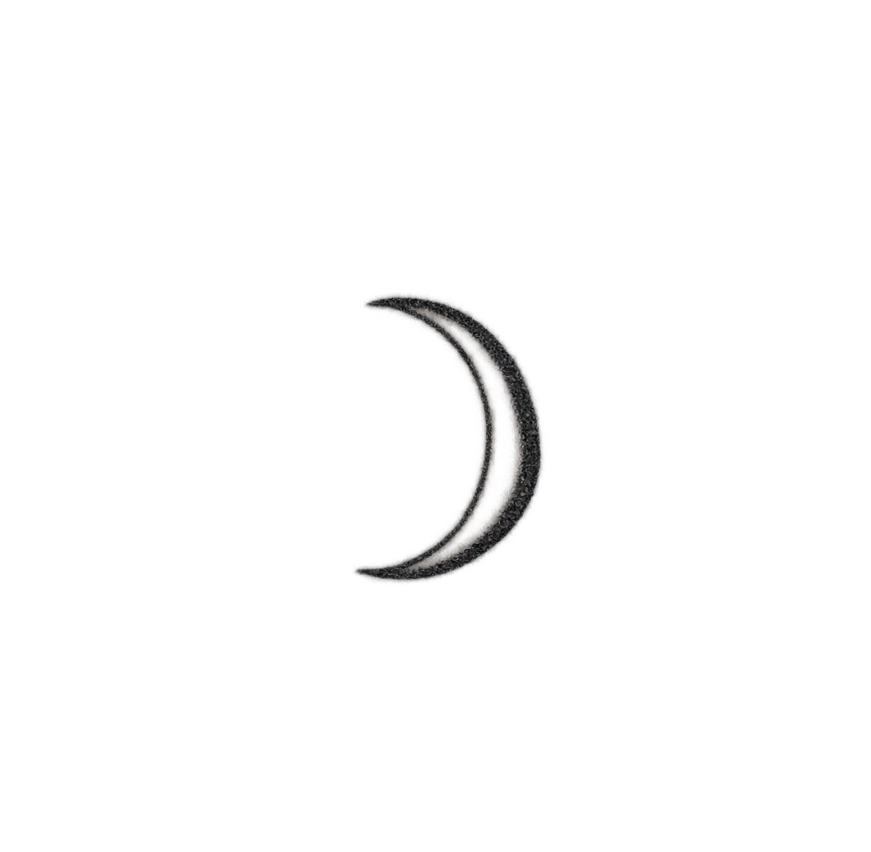 Tattoo-only artwork for Black outline crescent moon below the ear