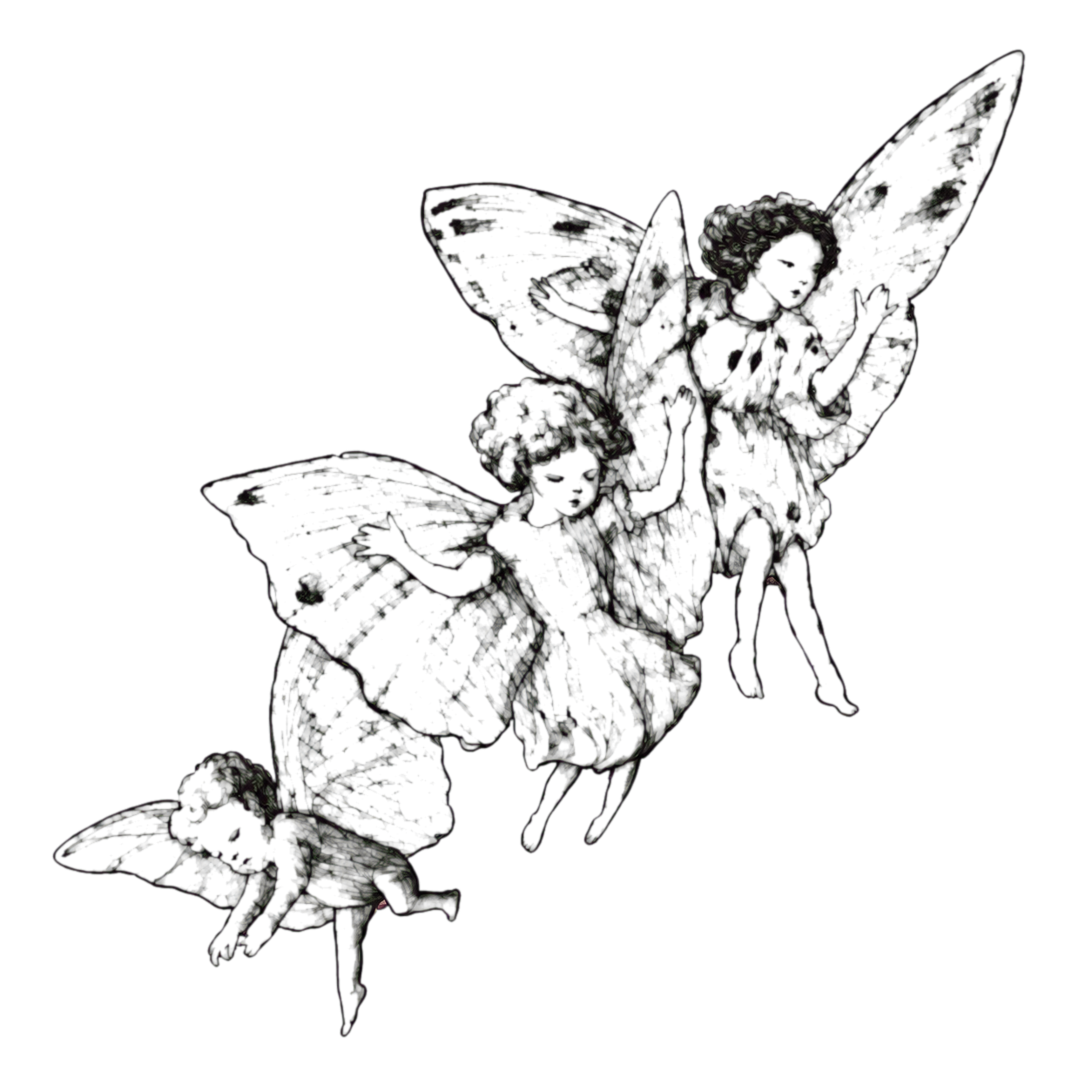 Tattoo-only artwork for Three guardian angel fairies hand piece