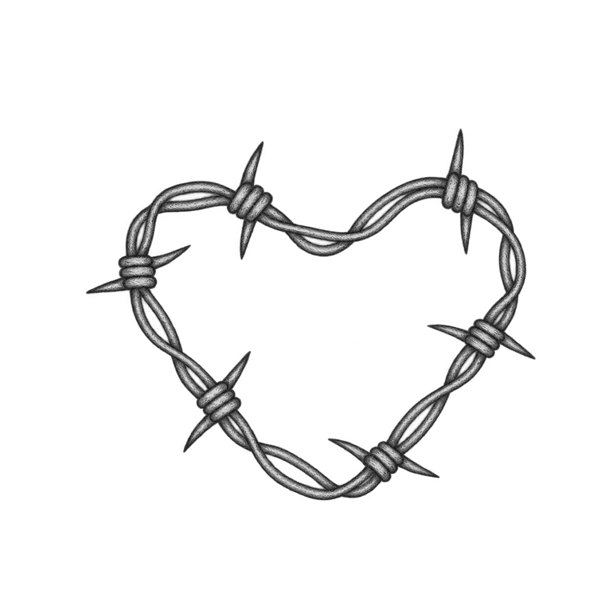 Tattoo-only artwork for Barbed-wire heart forearm tattoo