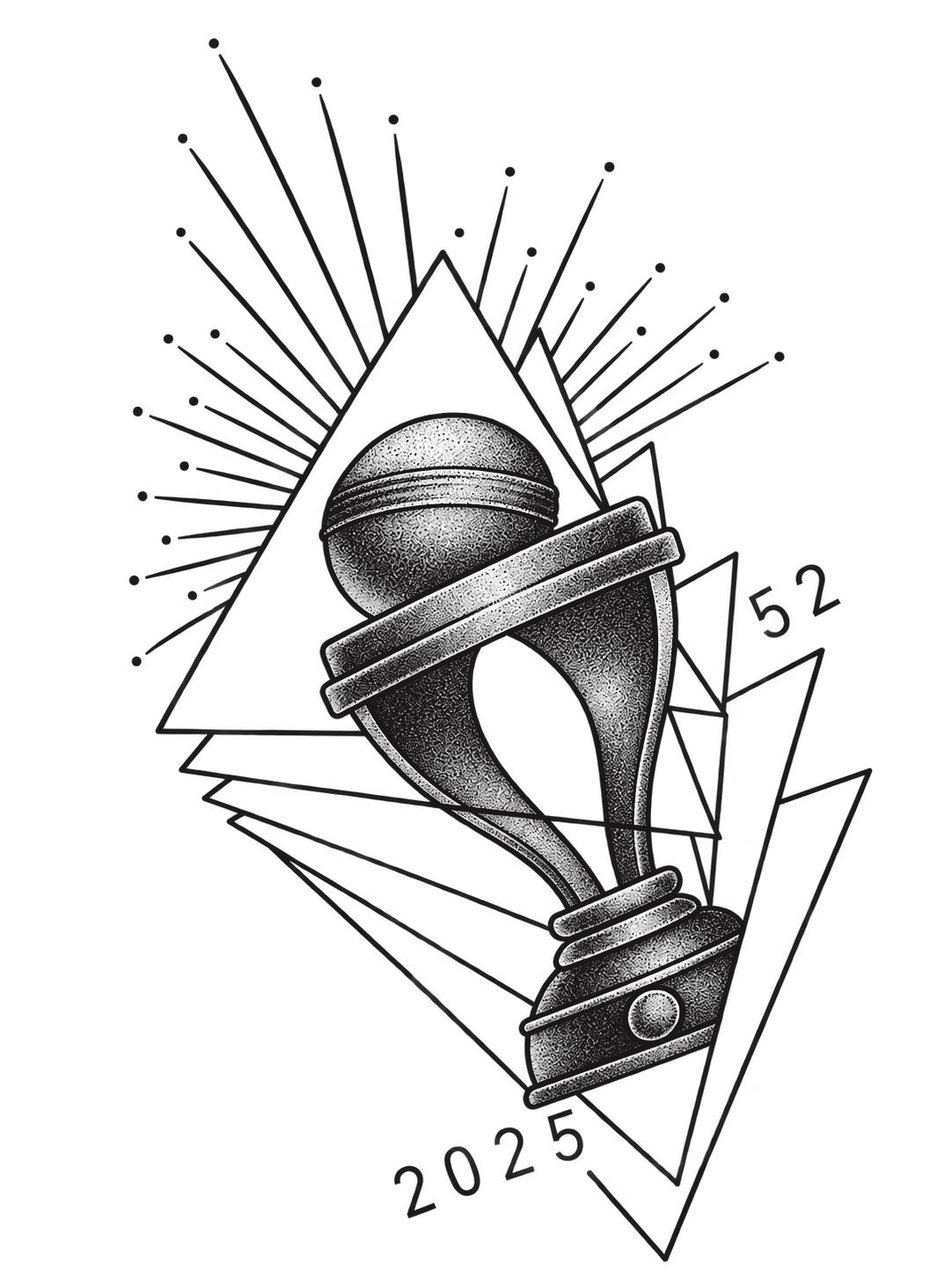 Tattoo-only artwork for Geometric World Cup trophy upper-arm tattoo