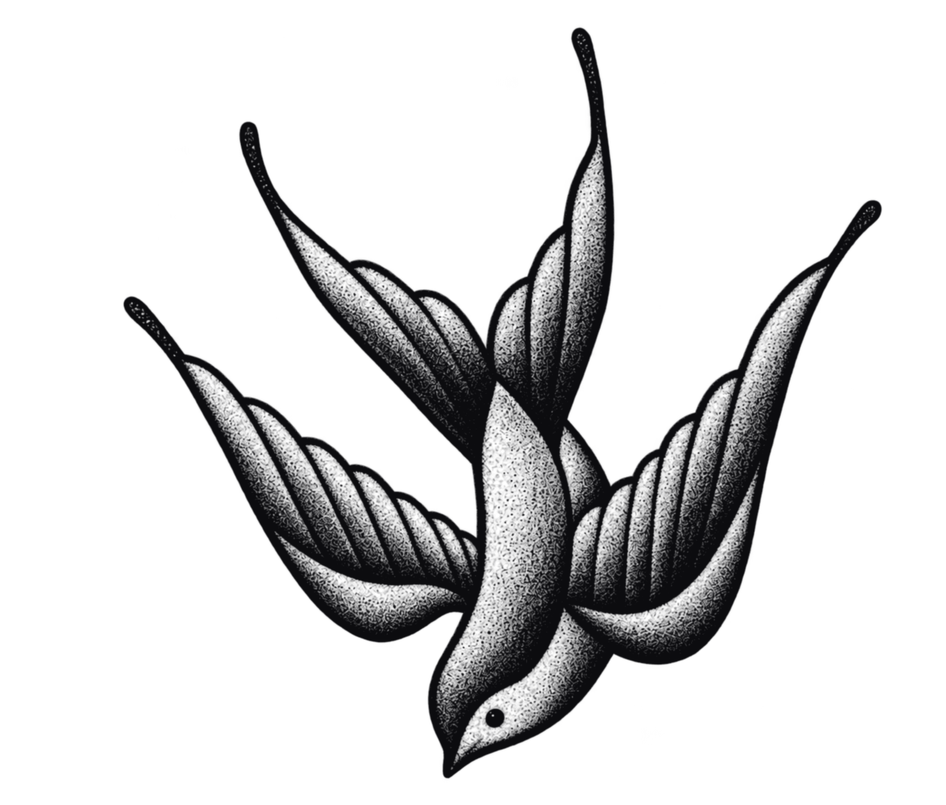 Tattoo-only artwork for Black-and-gray swallow hand tattoo