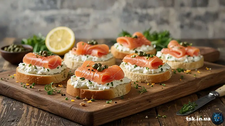Канапки з фореллю та крем-сиром: святкова закуска з лимоном