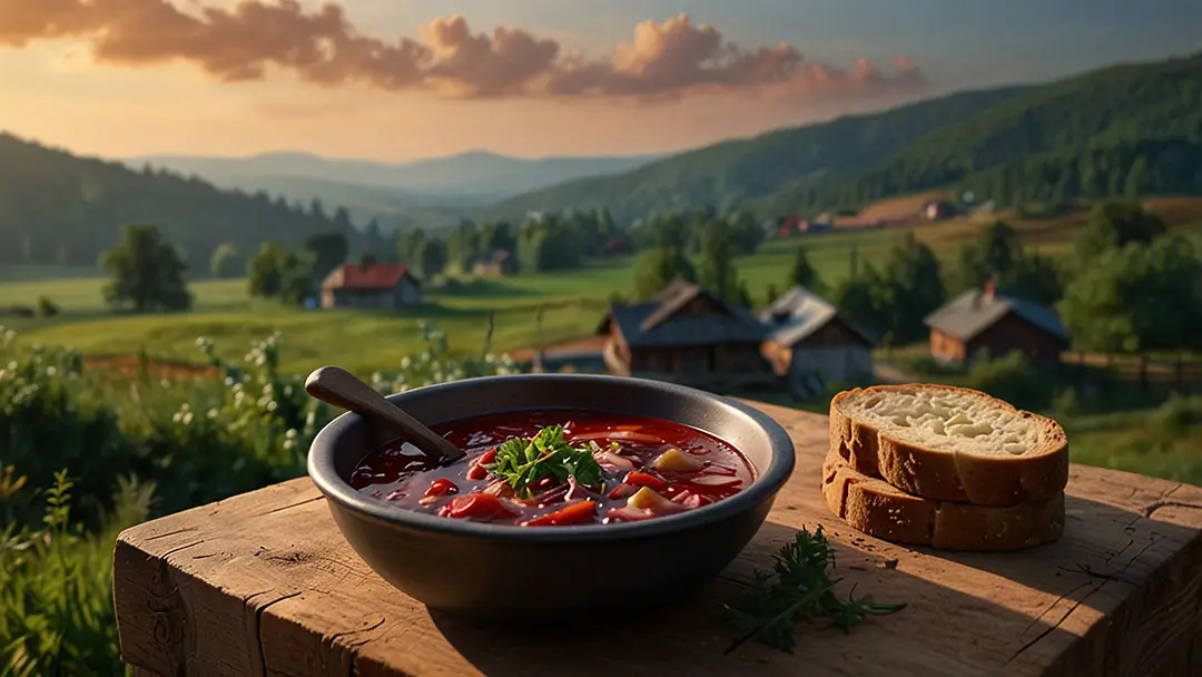 Фотографія страви під назвою Закарпатський борщ із копченою грудинкою 