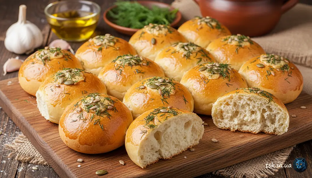 Пісні пампушки з часником до борщу — класичний рецепт