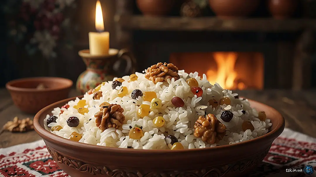 Фотографія страви під назвою Кутя з рису з родзинками та горіхами