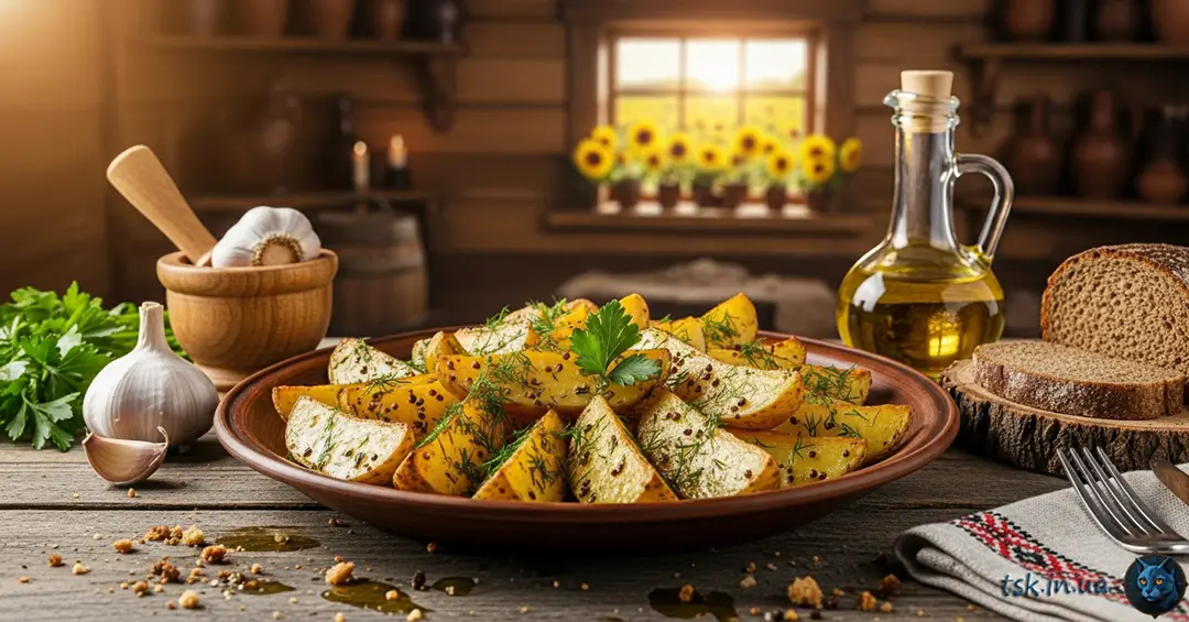 Фотографія страви під назвою Картопля по-селянськи з часником та зеленню