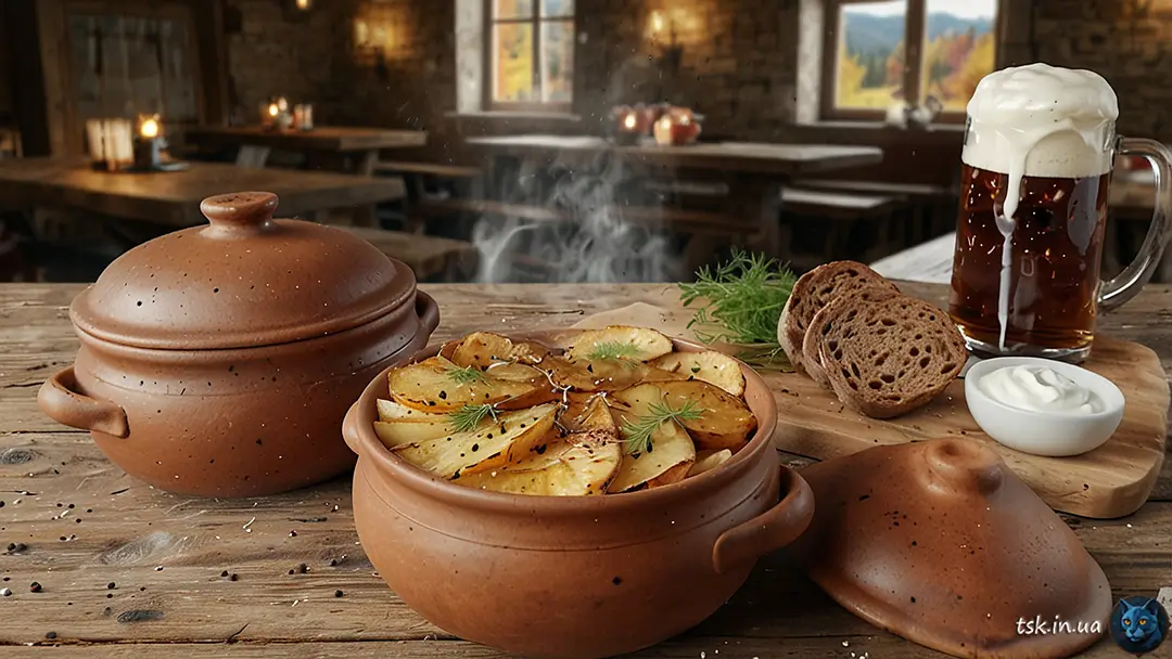 Картопля з квашеною капустою в горщиках