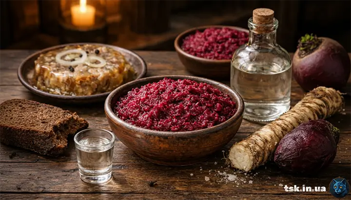 Холодна бурякова закуска з хріном по-поліськи