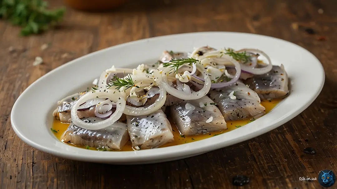 Фотографія страви під назвою Оселедець з цибулею та олією на Святвечір
