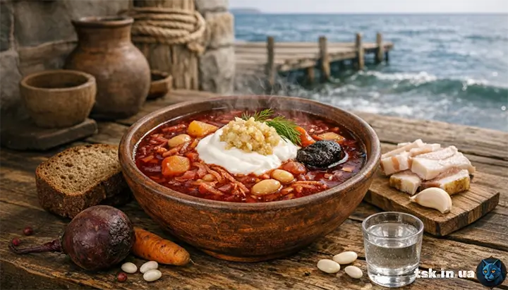 Борщ по-одеськи з квасолею та димним акцентом