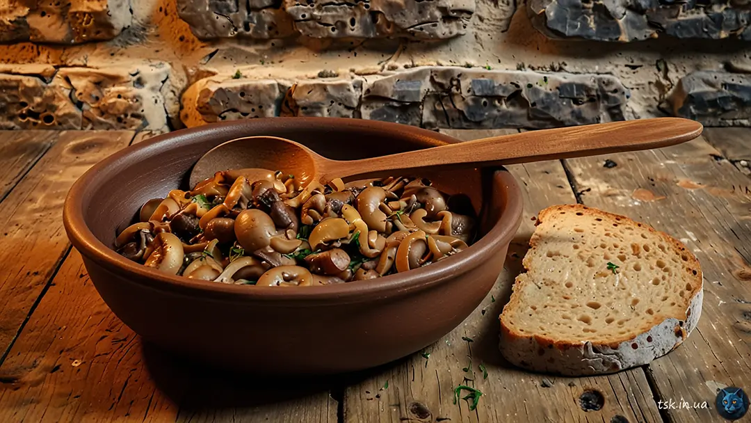 Фотографія страви під назвою Тушковані гриби з цибулею