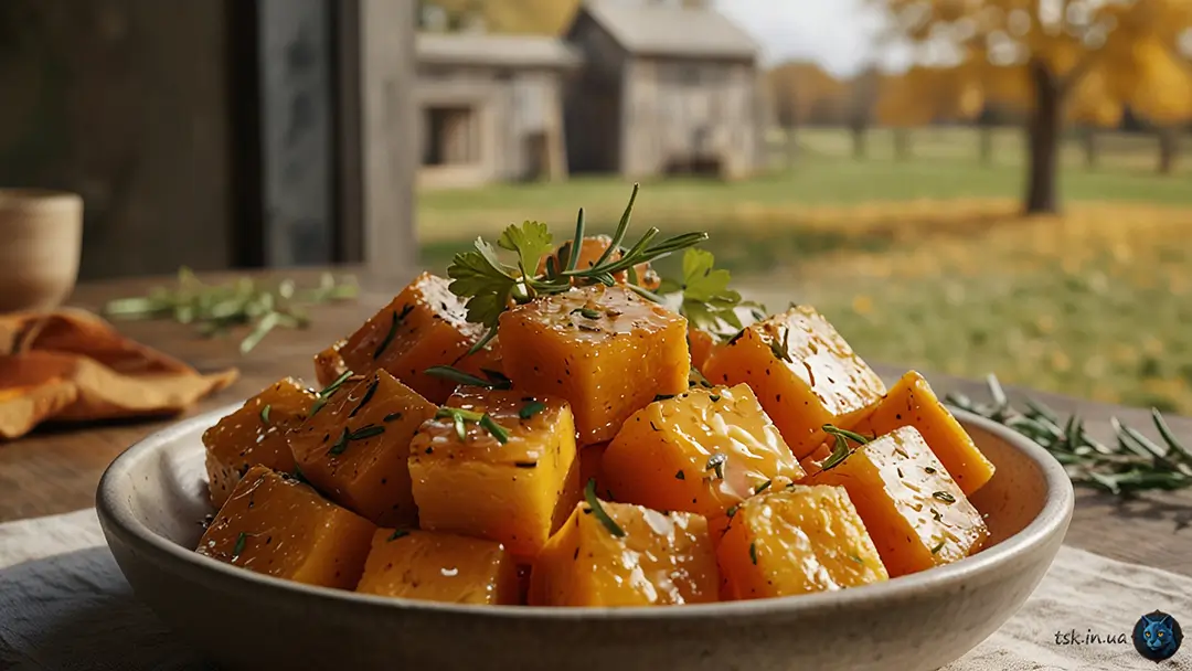 Фотографія страви під назвою Запечений гарбуз із медом і часником