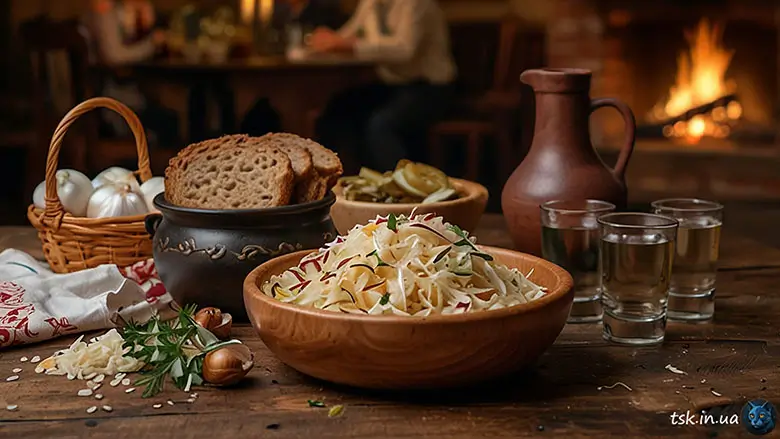 Фотографія страви під назвою Пісний салат з квашеної капусти з цибулею
