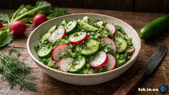 Салат з редиски, огірка і зелені