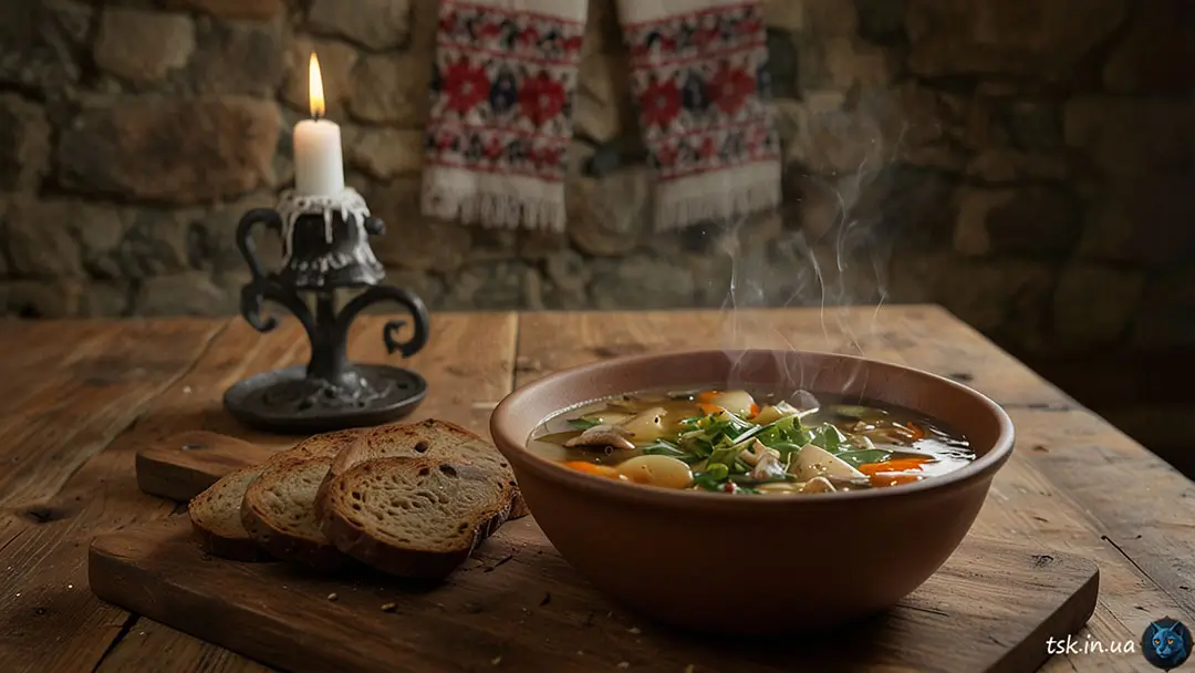 Фотографія страви під назвою Пісна юшка з сушених грибів 