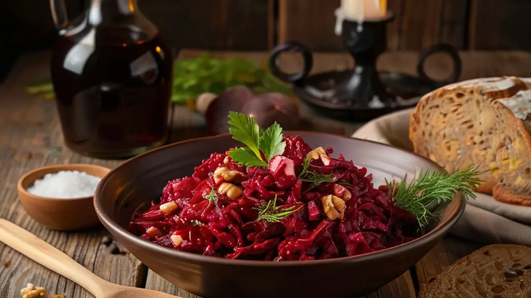 Салат із буряка з горіхами та часником