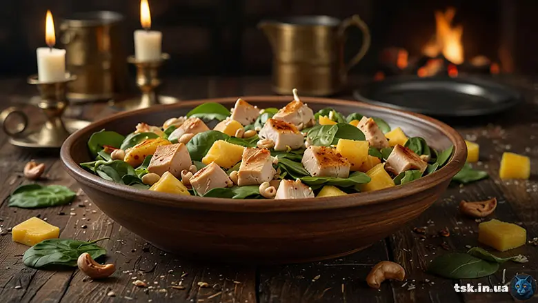 Салат «Морська хвиля» з індичкою, ананасом і кеш’ю