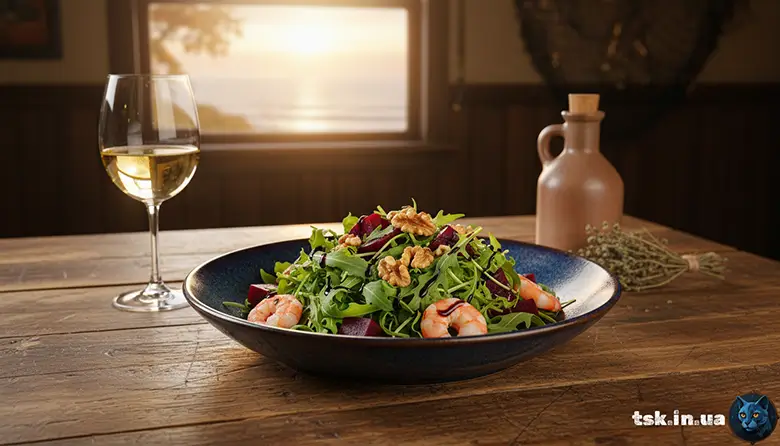 Салат «Осінній морський» з креветками і буряком