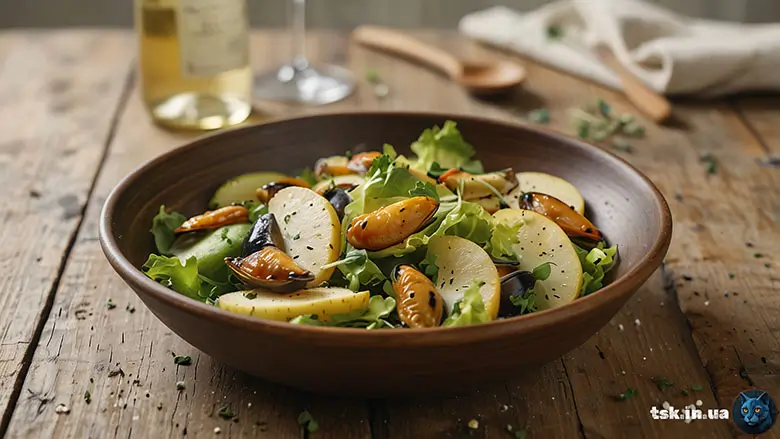 Салат із мідіями, яблуком і селерою: морська свіжість із хрумкістю