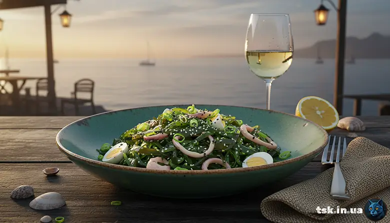 Салат із морської капусти, кальмарами і яйцем — легка страва з прибережного Мінаку