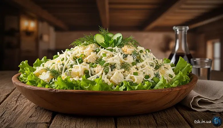Салат із плавленим сиром і картоплею — рецепт від Таверни «Синій кіт»