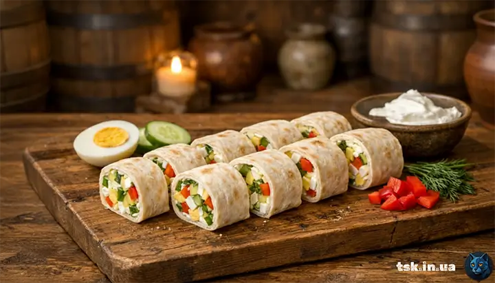 Швидкі сніданкові роли з лаваша з крем-сиром