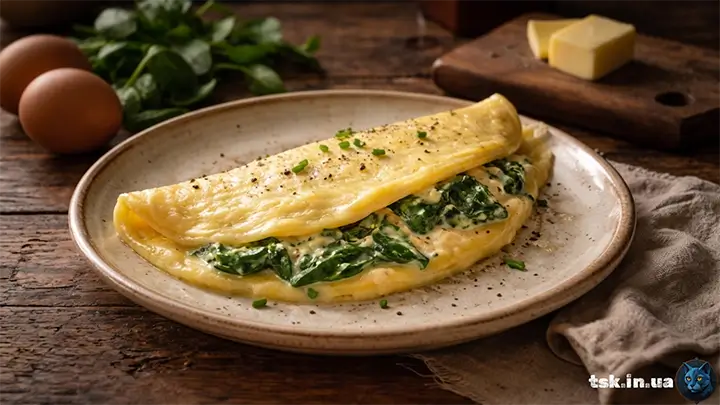 Омлет зі шпинатом і вершками