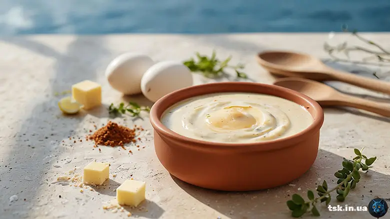 Фотографія страви під назвою Грецький білий соус (бешамель) з яйцем: рецепт besamel