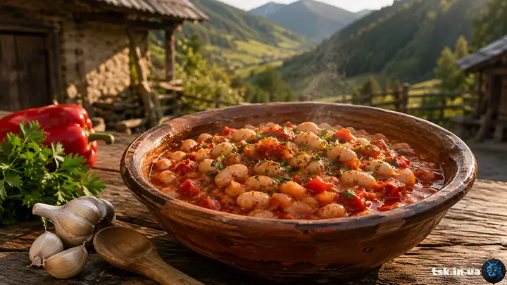 Тушкована квасоля з овочами