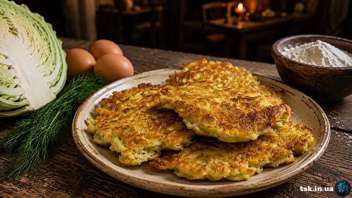 Капустяні оладки на сковороді