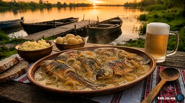 Карась у сметані, запечений у духовці