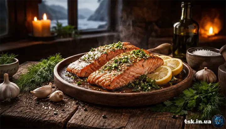 Запечений лосось з травами по-норвезьки