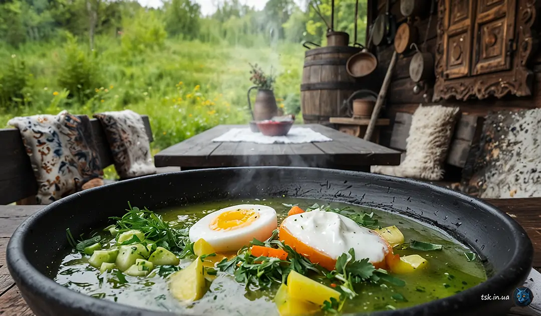 Фотографія страви під назвою Зелений борщ по-франківськи з яйцем і щавлем