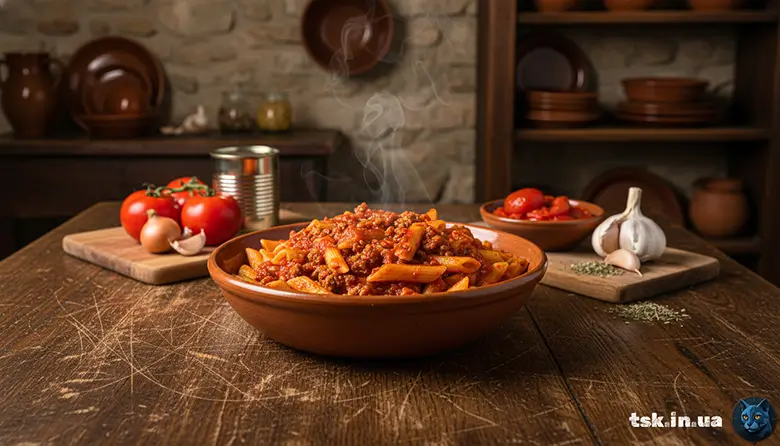 Макарони з фаршем на сковороді — простий домашній рецепт