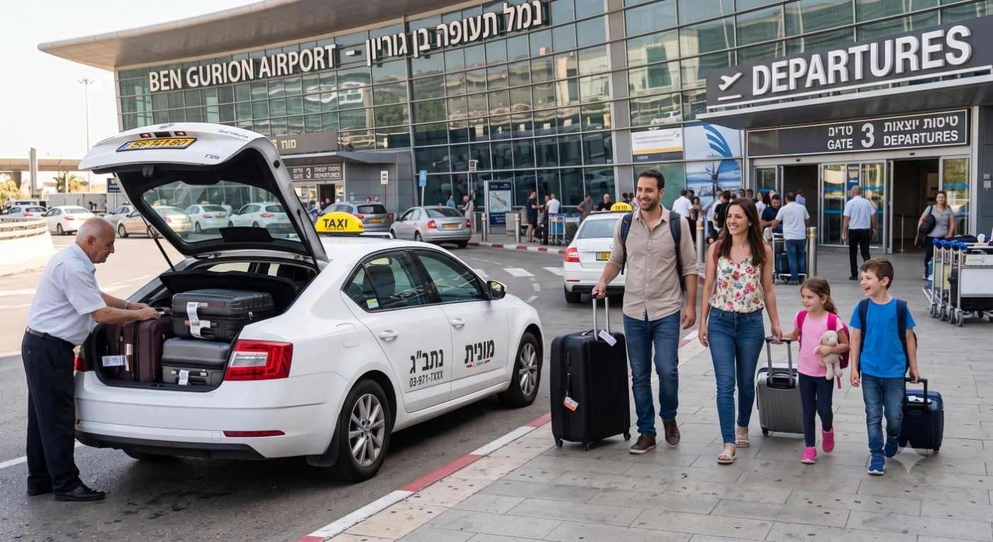 נהג מונית ישראלי מתדלק את רכבו בתחנת דלק, מבט מודאג על מחירי דלק גבוהים. — תמונה שנוצרה בעזרת בינה מלאכותית