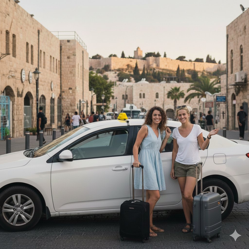 נוסעים מגיעים לטרמינל בנתב"ג בדרכים שונות, סמל לנסיעות לנתב"ג — תמונה שנוצרה בעזרת בינה מלאכותית